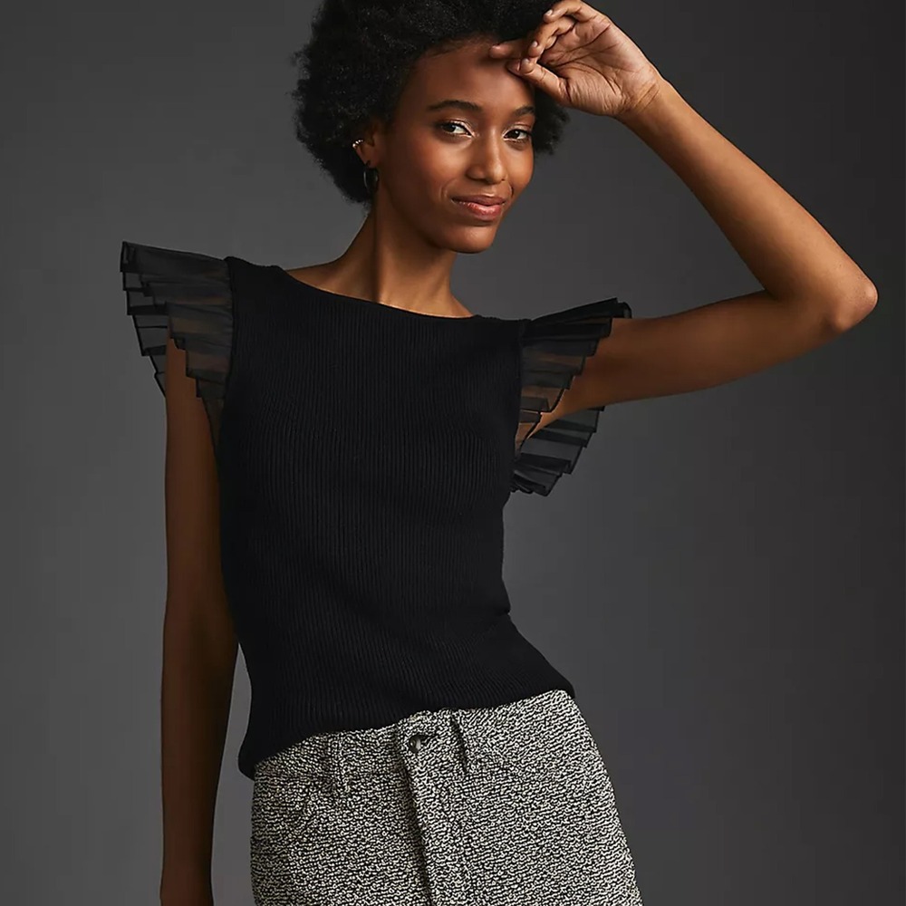 ANTHROPOLOGIE Ruffled Sweater Tank Size XS